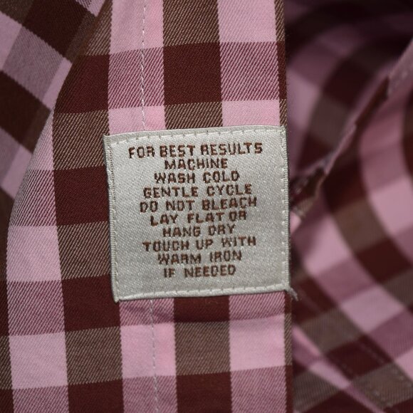 PETER MILLAR Pink Check Long Sleeve Button Down Cotton Shirt Size L - Picture 7 of 8